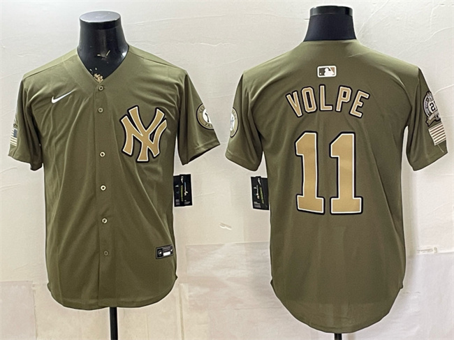 Men's New York Yankees #11 Anthony Volpe Olive 2026 Armed Forces Day Stitched Baseball Jersey